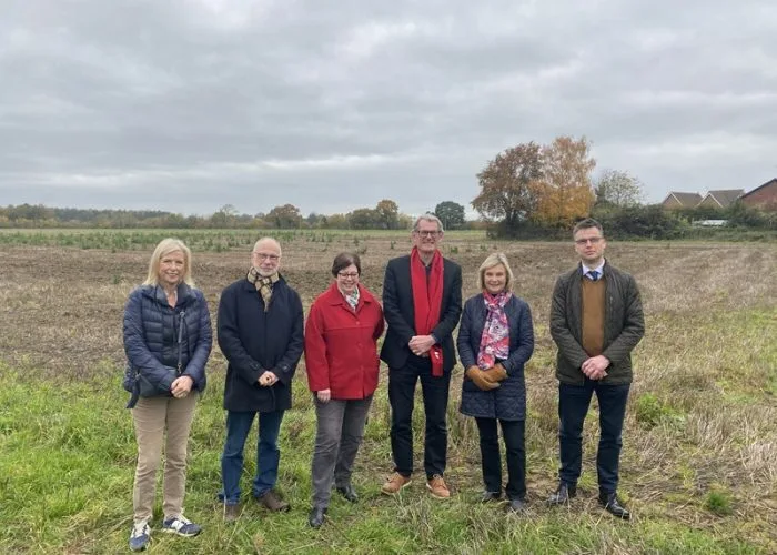 Councillors and officer at the proposed site.