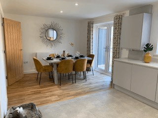 Dining room with table laid